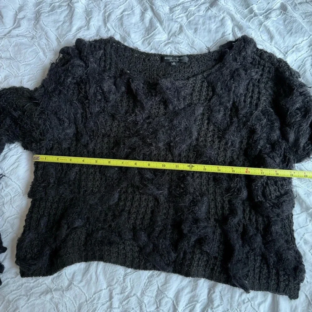 Romeo and Juliet Couture Women's Black Fuzzy Sweater - Picture 5 of 11